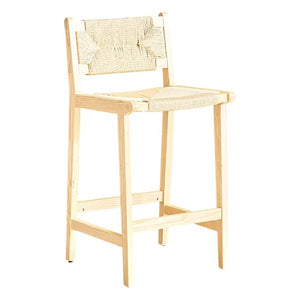English Elm 2-Piece Solid Wood Hand-Woven Rope Bar Stools Rustic Kitchen Island Seating Set W1151P433525