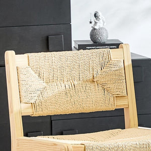 English Elm 2-Piece Solid Wood Hand-Woven Rope Bar Stools Rustic Kitchen Island Seating Set W1151P433525