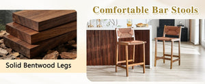 English Elm 2-Piece Solid Wood Hand Woven Rope Barstools Rustic Farmhouse Kitchen Island Seating W1151P433526