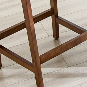 English Elm 2-Piece Solid Wood Hand Woven Rope Barstools Rustic Farmhouse Kitchen Island Seating W1151P433526