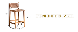 English Elm 2-Piece Solid Wood Hand Woven Rope Barstools Rustic Farmhouse Kitchen Island Seating W1151P433526