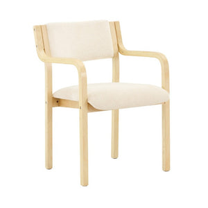 English Elm Set of 2 Bentwood Armchairs with Textured Fabric Upholstery for Modern Dining Rooms Natural Wood, White W1151P433527