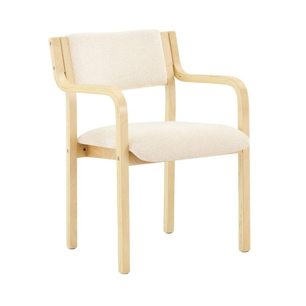 English Elm Set of 2 Bentwood Armchairs with Textured Fabric Upholstery for Modern Dining Rooms Natural Wood, White W1151P433527