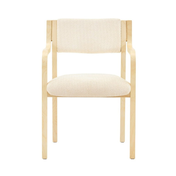 English Elm Set of 2 Bentwood Armchairs with Textured Fabric Upholstery for Modern Dining Rooms Natural Wood, White W1151P433527