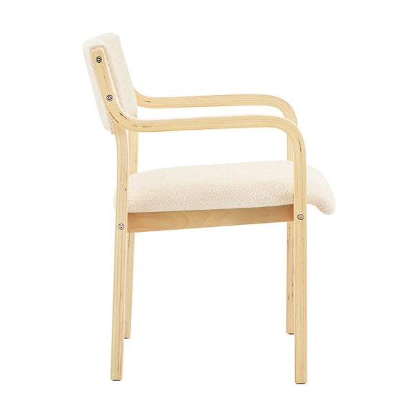 English Elm Set of 2 Bentwood Armchairs with Textured Fabric Upholstery for Modern Dining Rooms Natural Wood, White W1151P433527