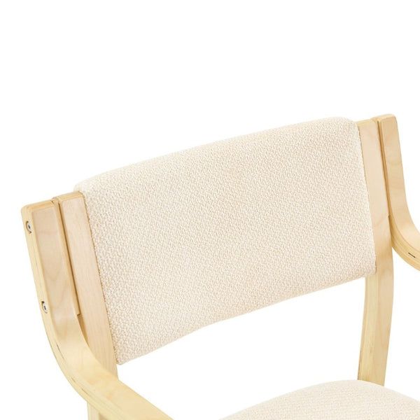 English Elm Set of 2 Bentwood Armchairs with Textured Fabric Upholstery for Modern Dining Rooms Natural Wood, White W1151P433527