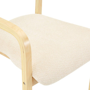 English Elm Set of 2 Bentwood Armchairs with Textured Fabric Upholstery for Modern Dining Rooms Natural Wood, White W1151P433527