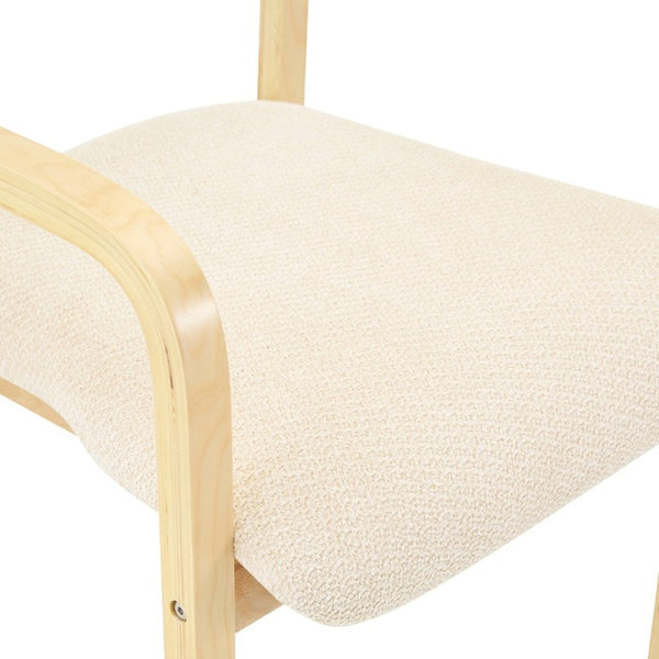 English Elm Set of 2 Bentwood Armchairs with Textured Fabric Upholstery for Modern Dining Rooms Natural Wood, White W1151P433527