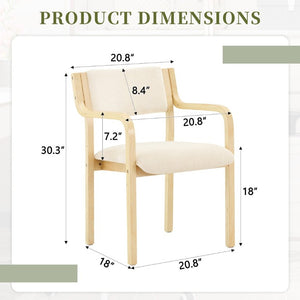English Elm Set of 2 Bentwood Armchairs with Textured Fabric Upholstery for Modern Dining Rooms Natural Wood, White W1151P433527