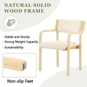 English Elm Set of 2 Bentwood Armchairs with Textured Fabric Upholstery for Modern Dining Rooms Natural Wood, White W1151P433527