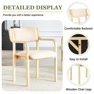 English Elm Set of 2 Bentwood Armchairs with Textured Fabric Upholstery for Modern Dining Rooms Natural Wood, White W1151P433527