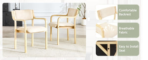 English Elm Set of 2 Bentwood Armchairs with Textured Fabric Upholstery for Modern Dining Rooms Natural Wood, White W1151P433527