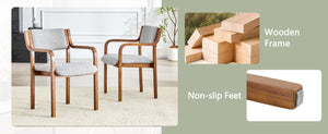 English Elm Set of 2 Bentwood Armchairs with Textured Fabric Upholstery for Modern Dining Rooms Light Gray, Walnut W1151P433528