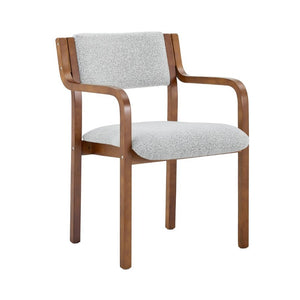 English Elm Set of 2 Bentwood Armchairs with Textured Fabric Upholstery for Modern Dining Rooms Light Gray, Walnut W1151P433528