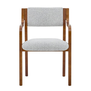 English Elm Set of 2 Bentwood Armchairs with Textured Fabric Upholstery for Modern Dining Rooms Light Gray, Walnut W1151P433528