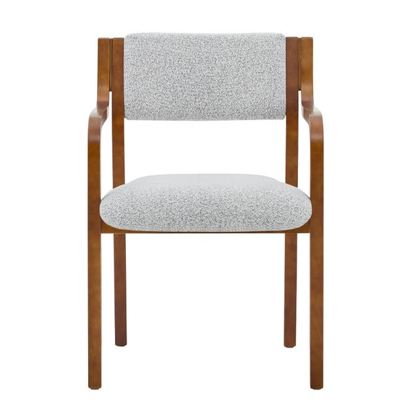 English Elm Set of 2 Bentwood Armchairs with Textured Fabric Upholstery for Modern Dining Rooms Light Gray, Walnut W1151P433528