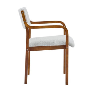 English Elm Set of 2 Bentwood Armchairs with Textured Fabric Upholstery for Modern Dining Rooms Light Gray, Walnut W1151P433528
