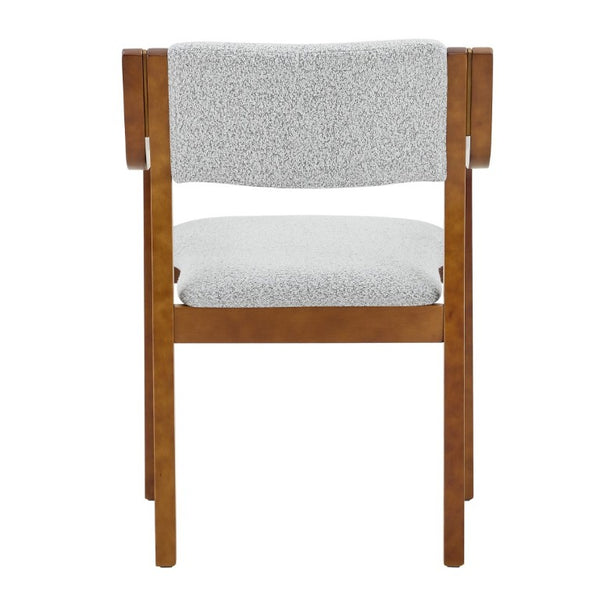 English Elm Set of 2 Bentwood Armchairs with Textured Fabric Upholstery for Modern Dining Rooms Light Gray, Walnut W1151P433528
