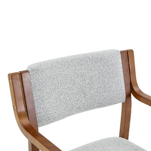 English Elm Set of 2 Bentwood Armchairs with Textured Fabric Upholstery for Modern Dining Rooms Light Gray, Walnut W1151P433528