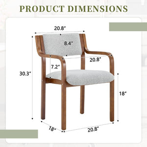 English Elm Set of 2 Bentwood Armchairs with Textured Fabric Upholstery for Modern Dining Rooms Light Gray, Walnut W1151P433528
