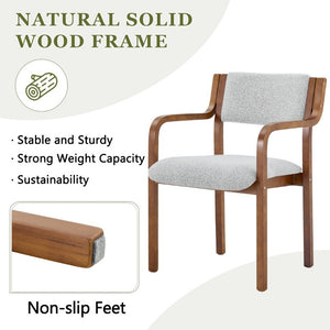 English Elm Set of 2 Bentwood Armchairs with Textured Fabric Upholstery for Modern Dining Rooms Light Gray, Walnut W1151P433528