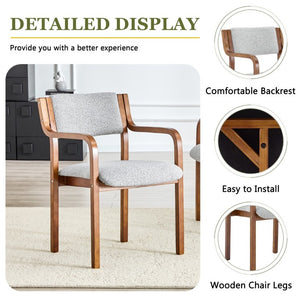 English Elm Set of 2 Bentwood Armchairs with Textured Fabric Upholstery for Modern Dining Rooms Light Gray, Walnut W1151P433528