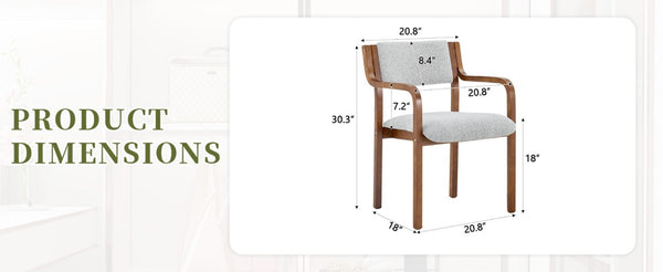 English Elm Set of 2 Bentwood Armchairs with Textured Fabric Upholstery for Modern Dining Rooms Light Gray, Walnut W1151P433528