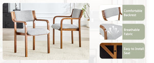 English Elm Set of 2 Bentwood Armchairs with Textured Fabric Upholstery for Modern Dining Rooms Light Gray, Walnut W1151P433528
