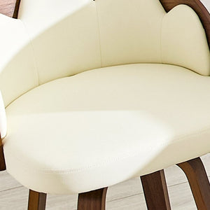 English Elm 2-Piece Swivel Barstools Set with Floral Bentwood Backs White PU Leather Walnut Legs White+Walnut W1151P433529