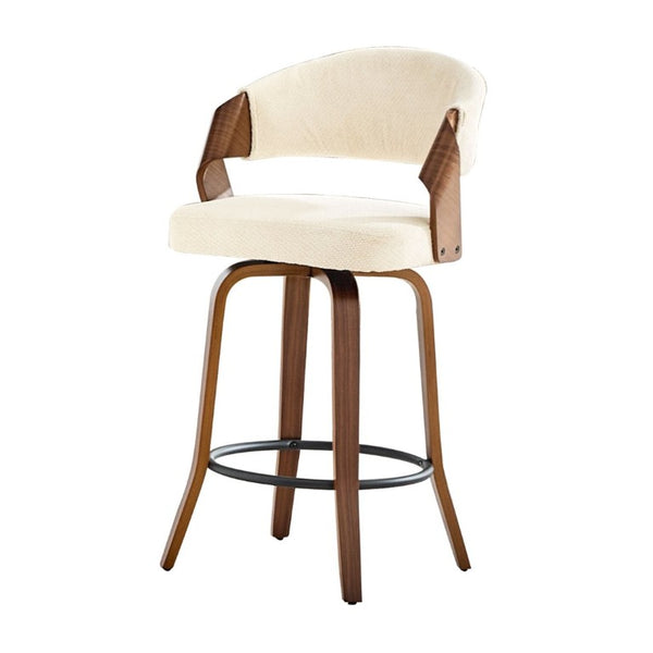 English Elm 2-Piece Swivel Barstools Bentwood Walnut Frame Ergonomic Back for Kitchen Islands W1151P433879