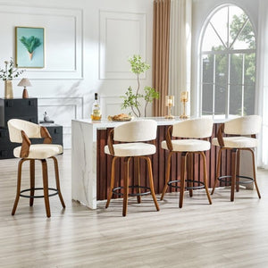 English Elm 2-Piece Swivel Barstools Bentwood Walnut Frame Ergonomic Back for Kitchen Islands W1151P433879