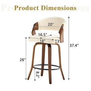 English Elm 2-Piece Swivel Barstools Bentwood Walnut Frame Ergonomic Back for Kitchen Islands W1151P433879