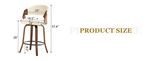 English Elm 2-Piece Swivel Barstools Bentwood Walnut Frame Ergonomic Back for Kitchen Islands W1151P433879
