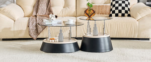English Elm Affordable Round Nesting Glass Coffee Tables Modern Two Piece Living Room Set W1151P433967