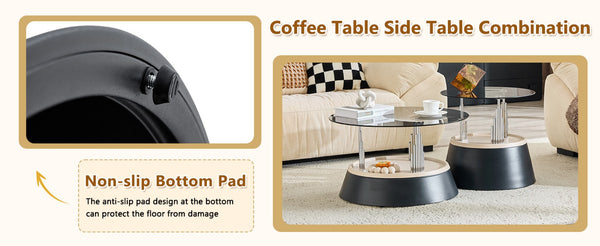 English Elm Affordable Round Nesting Glass Coffee Tables Modern Two Piece Living Room Set W1151P433967