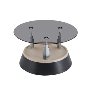 English Elm Affordable Round Nesting Glass Coffee Tables Modern Two Piece Living Room Set W1151P433967