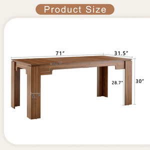 English Elm 71 Inch Walnut Grain MDF Rectangular Dining Table Seats Eight with Grooved Legs W1151P434796