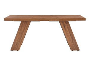 English Elm 71×31.5Inches Walnut Grain MDF Rectangular Table Seats 8 with V-Shaped Angled Legs W1151P434798