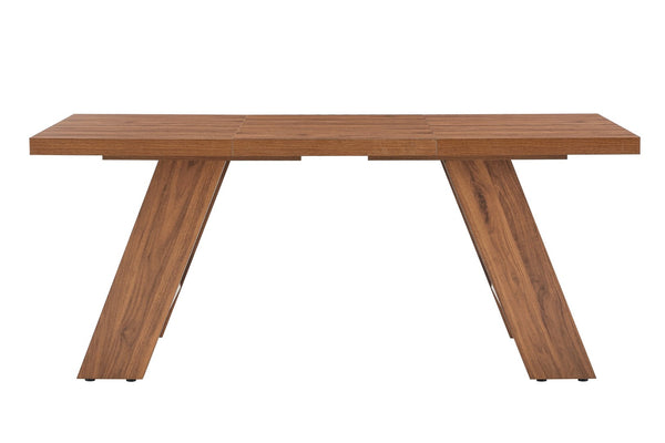 English Elm 71×31.5Inches Walnut Grain MDF Rectangular Table Seats 8 with V-Shaped Angled Legs W1151P434798