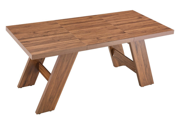 English Elm 71×31.5Inches Walnut Grain MDF Rectangular Table Seats 8 with V-Shaped Angled Legs W1151P434798