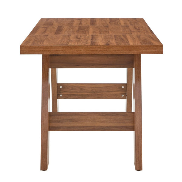 English Elm 71×31.5Inches Walnut Grain MDF Rectangular Table Seats 8 with V-Shaped Angled Legs W1151P434798