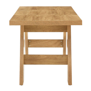 English Elm 71×31.5Inches Light Wood Grain MDF Rectangular Dining Table with V Shaped Legs Seats Eight W1151P434799
