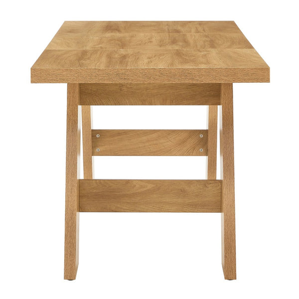 English Elm 71×31.5Inches Light Wood Grain MDF Rectangular Dining Table with V Shaped Legs Seats Eight W1151P434799
