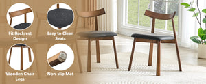 English Elm 2 Solid Wood Ergonomic Dining Chairs with Pu Cushioned Seats and Curved Lumbar Backrests Walnut+black W1151P436187