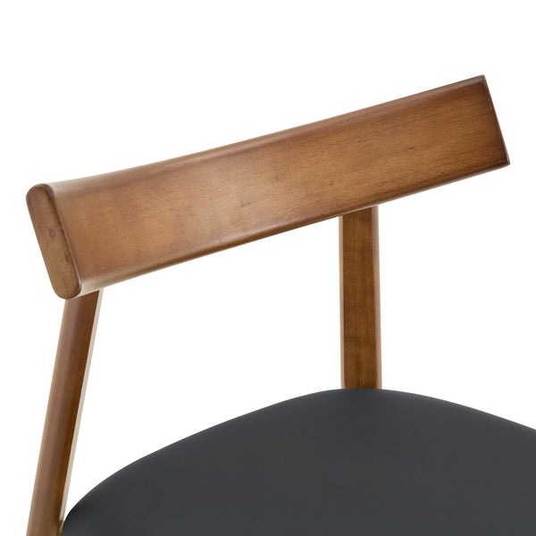 English Elm 2 Solid Wood Ergonomic Dining Chairs with Pu Cushioned Seats and Curved Lumbar Backrests Walnut+black W1151P436187