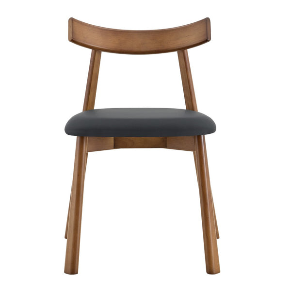 English Elm 2 Solid Wood Ergonomic Dining Chairs with Pu Cushioned Seats and Curved Lumbar Backrests Walnut+black W1151P436187