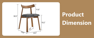 English Elm 2 Solid Wood Ergonomic Dining Chairs with Pu Cushioned Seats and Curved Lumbar Backrests Walnut+black W1151P436187