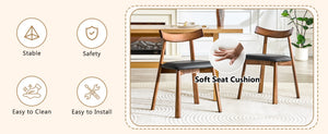 English Elm 2 Solid Wood Ergonomic Dining Chairs with Pu Cushioned Seats and Curved Lumbar Backrests Walnut+black W1151P436187