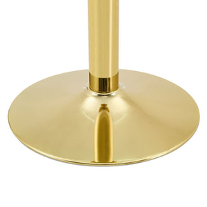 English Elm 27.5-inch Round Tempered Glass Coffee Table Matte Metal Base Modern Living Room Gold W1151P439524