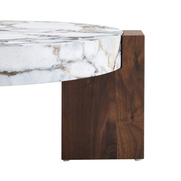 English Elm A Marble Effect and Glass Nesting Coffee Table Set for Modern Living Spaces W1151P444421